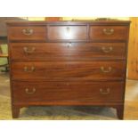 A Georgian mahogany chest of three long and three short drawers with string banded inlay, raised