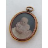 Late 19th century British school - Half length memorial miniature portrait of a baby - Alec Dixon