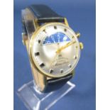 Vintage gents Paul Garnier 'Minu-stop' gold plated wristwatch, the silvered dial with baton