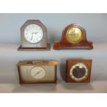 A mixed collection of vintage mantle clocks to include a Glen clock windup movement, an eight day