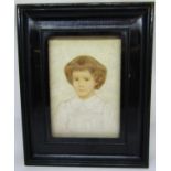 Charles March Gere RA RWS (British 1869-1957) - Bust length miniature portrait of a brown-eyed child