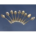 A collection of various fiddle pattern teaspoons and three Old English pattern, 5ox approx