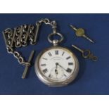 Langdon Davies & Co 'Reliance' silver pocket watch, the enamel dial with Roman Numerals and