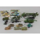 Collection of unboxed military model vehicles including Corgi Major Corporal Erector vehicle,