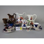 A quantity of mainly 19th century Gaudy type wares including tea wares, mugs, etc, together with a