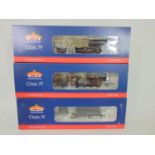 3 Bachmann boxed locomotives all Class 7F: 31-011 and 31-013 both with black late crest and 31-012