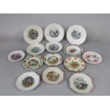 A collection of 19th century child's plates all with relief moulded borders and printed and infilled