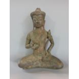 Interesting archaic looking patinated bronze study of Shiva or a Buddhist deity, 33cm high