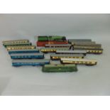 Collection of Trix and Liliput locomotives andcoaches incl Warship class diesel (repainted), LNER AH