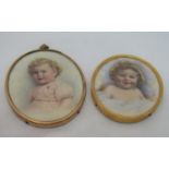 Early 20th century British school - Bust length miniature portrait of a plump, fair haired, blue