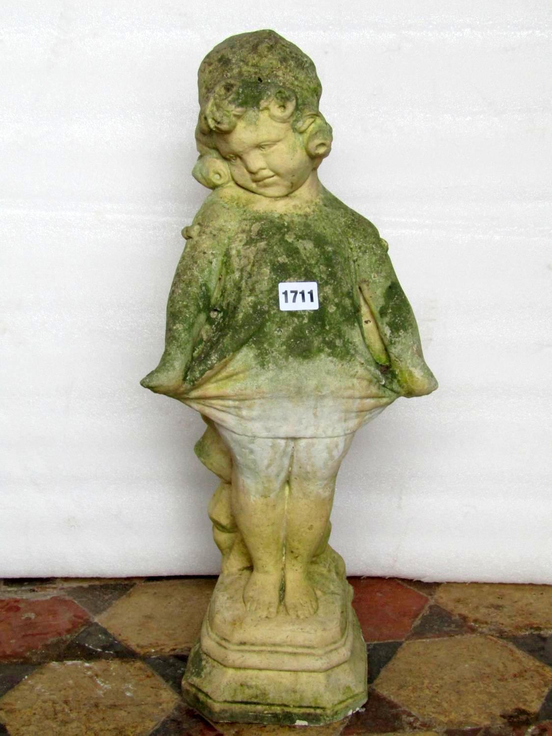 Two weathered reconstituted figures showing a character seated upon a bench and a further example of - Image 2 of 3
