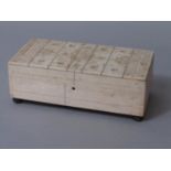 19th century probably prisoner of war bone work mounted box with reeded and geometric detail