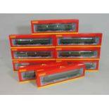 9 Hornby SR Ex LSWR rail coaches, boxed with original packaging and one empty box (10)