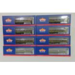 Collection of Bachmann coaches in Southern Rail Olive Green and 4 60' Birdcage type in SE&CR Dark