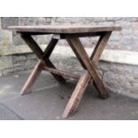 A small pine x framed garden/pub table with rectangular top, 91 cm x 74 cm
