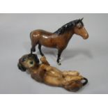 A Karl Ens model of a dachshund lying on its back, with printed and impressed marks to base 6074,