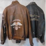 Harley Davidson collection including soft brown leather jacket by Atlas Cuir (XL), black leather