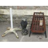 A heavy painted cast iron parasol support/base together with a small brazier of small tapered form