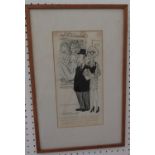 Sir Osbert Lancaster, CBE (British 1908-1986) - A black ink caricature of a couple visiting the