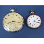 Art Deco Walker slim pocket watch, the dial with Arabic numerals and subsidiary second dial,