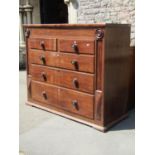 A Victorian mahogany bedroom chest fitted with an arrangement of four long and two short graduated