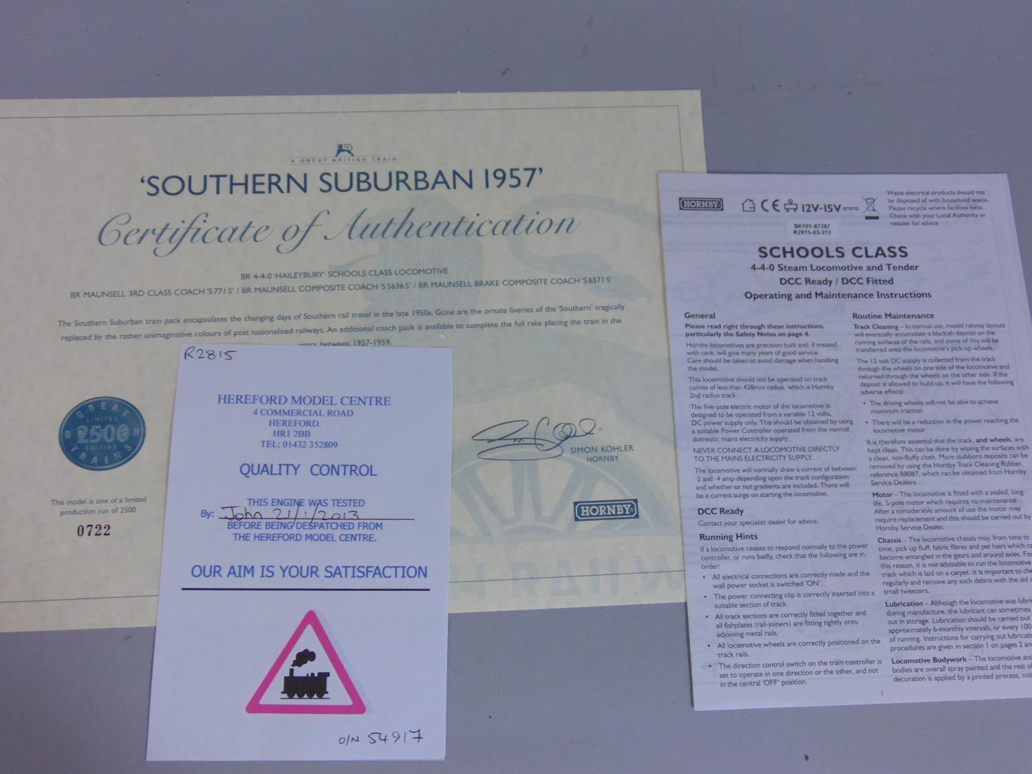 Hornby 'Southern Suburban 1957' R2815 Train Pack. with original box, packaging and certificate - Image 4 of 4