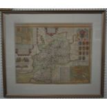 John Speed (British 1552-1629) - A 17th century hand coloured engraved map of Gloucestershire -