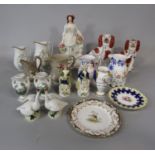 A collection of 19th century ceramics including a relief moulded jug, with two portraits of a