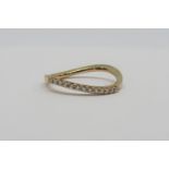 14ct diamond set wavy ring, maker 'Christ', size N, 2.1g