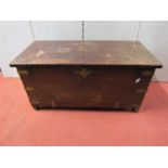 A 19th century hardwood Anglo-Indian coffer, with inset brass banded borders, 75cm wide