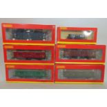 6 Hornby wagons including 3 Maunsell brake vans R3410B, R4606C, R4347B and 2 utility wagons R6315