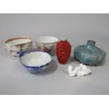 An interesting collection of 19th century and other oriental ceramics including a set of three early
