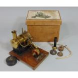 Model Steam Engine by Mersey Model Co LTD, Horizontal stationary type, mounted on plinth, in