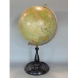 Geographical Institute of Brussels New Physical and Political Globe published by Merzbach & Falk,