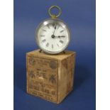 19th century Ansonia Bee alarm clock, 5.5cm dial, original Bee box,
