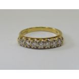 18ct diamond half hoop ring, size L/M, 3.2g