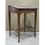 An inlaid Edwardian mahogany ladies writing desk, with satinwood cross-banding and boxwood