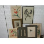 A collection of mainly early 20th century oriental watercolours on paper and silk of botanical