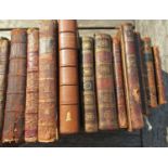 A quantity of mainly 18th century small leather bound books including odd volumes of Poetry,