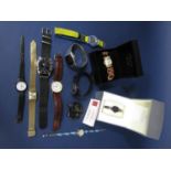 A mixed collection of various vintage wristwatches to include modern Gucci coated steel watch with