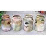 Four small weathered clay strawberry planters, 30 cm high approx (AF)