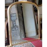 A contemporary but Victorian style overmantel mirror with moulded arched gilt frame, 137 cm high x