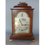 Winterhalder & Hofmeiner bracket clock style mantle clock with silvered dial, subsidiary slow/fast