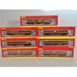 7 Hornby coaches: LNER Gresley Suburban coaches x3 and LNER Thompson suburban coaches x4. All with