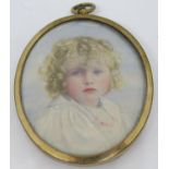F COOPER (Early 20th Century British School), bust length miniature portrait of a fair-haired