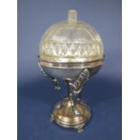 Good quality silver plated centre piece, with wheat sheaf supports, acorn finial upon a circular