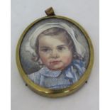 Isabel Saul (British 1895 - 1982) - Shoulder length miniature portrait of Alexandra Rosalind Anne