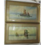 A Betts (early 20th century British school) - Marine scenes - On The Thames and Eastbourne Fishing