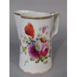 An unusual early 19th century cream ware shaving mug with painted floral sprays, 11.5cm tall approx