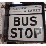 Vintage Aldershot and District enamel bus stop sign, 32 x 32cm